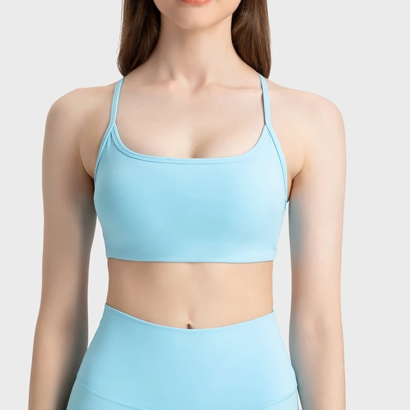 Strappy Open-Back Sports Bra | Double-Brushed Nylon-Spandex Yoga Top for Studio-to-Street - Image 3