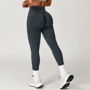 Custom Logo Yoga Wear Sand Wash Compression Seamless Tights