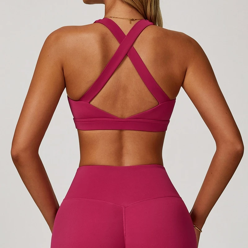 Cross-Back Straps High Impact Sports Bra| Low MOQ Custom Logo Yoga Wear - Image 2