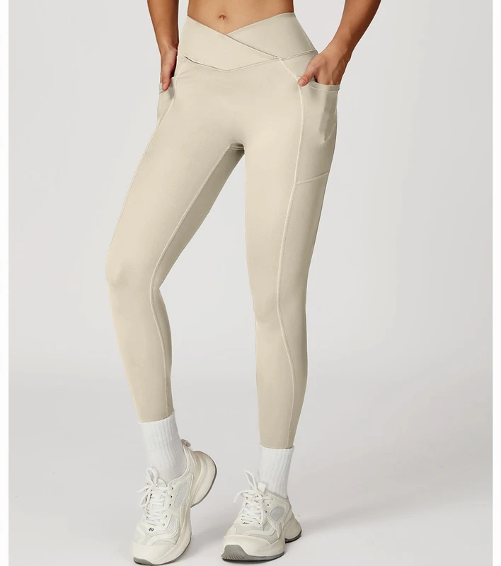 OEM Logo Crossover Waist Yoga Leggings with Pockets