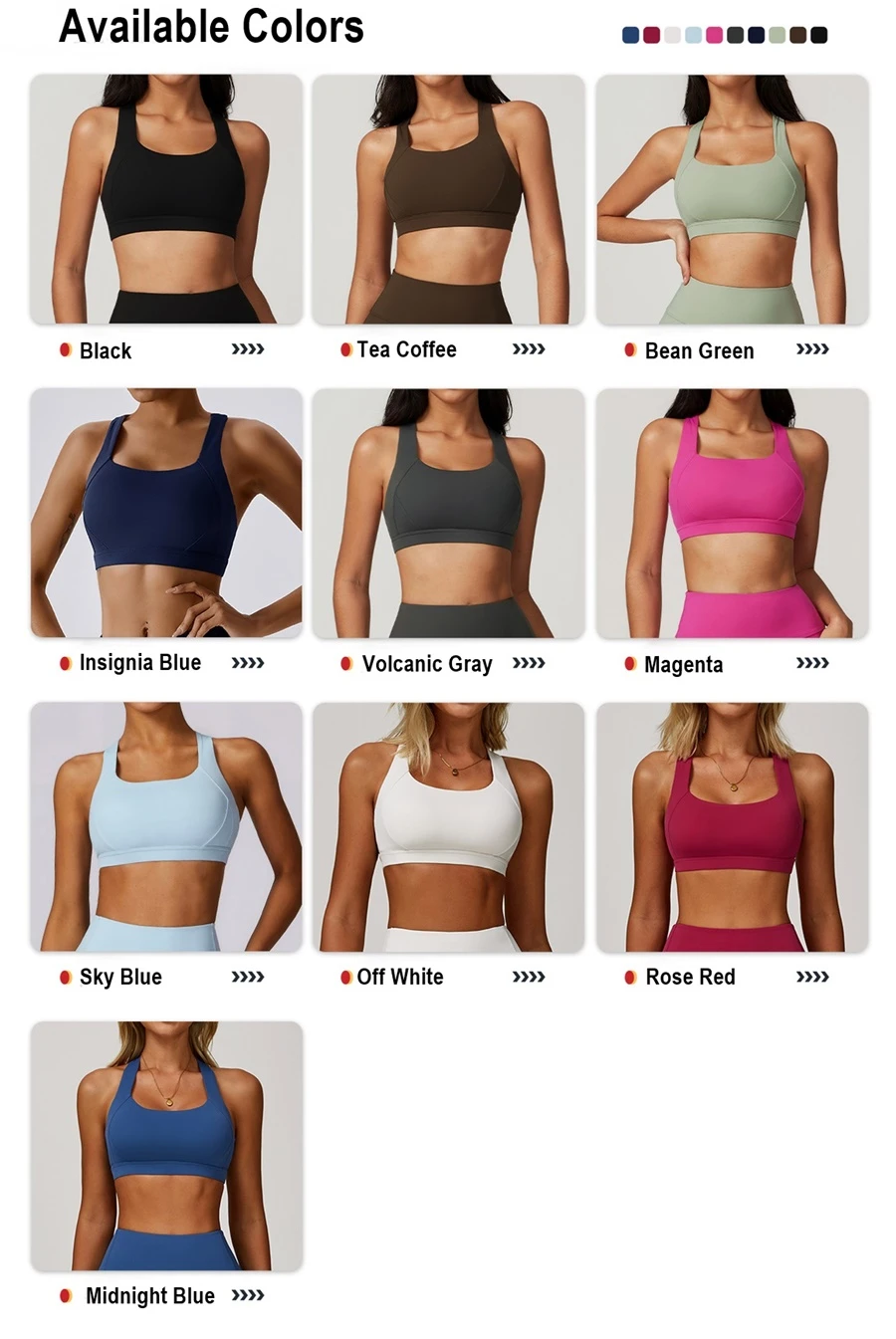 Women's 3 piece yoga set high impact sports bra available colors