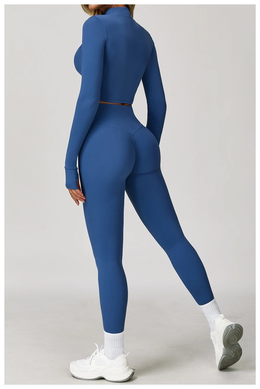 Women's 3 piece yoga set with sports bra, high-waisted leggings and zip-up thumbhole jacket