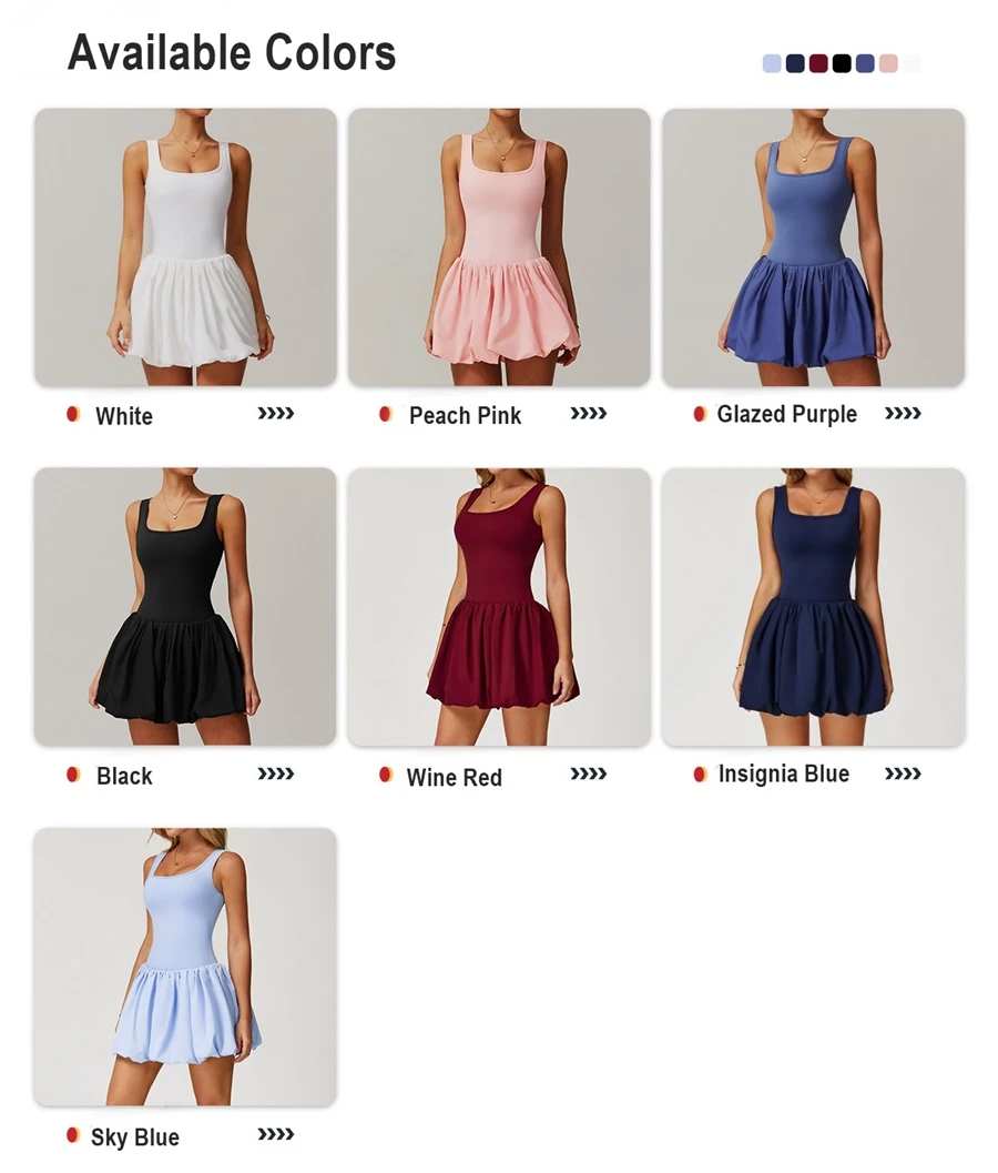 2-in-1 sports dress with built-in shorts for women available colors