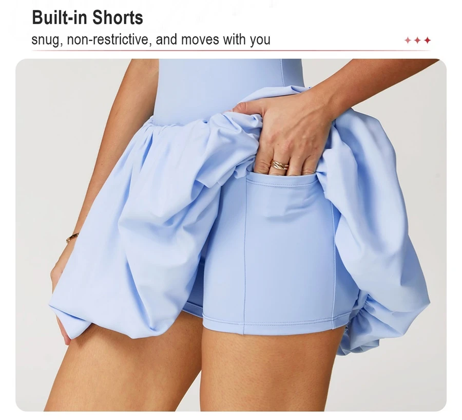 2-in-1 sports dress with built-in shorts for women key features