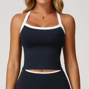 Soft backless yoga tank top for women fitness and running-black