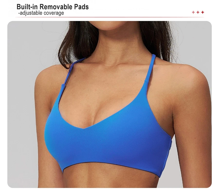 Woman wearing cloud soft cross back sports bra during gym and outdoor training-front