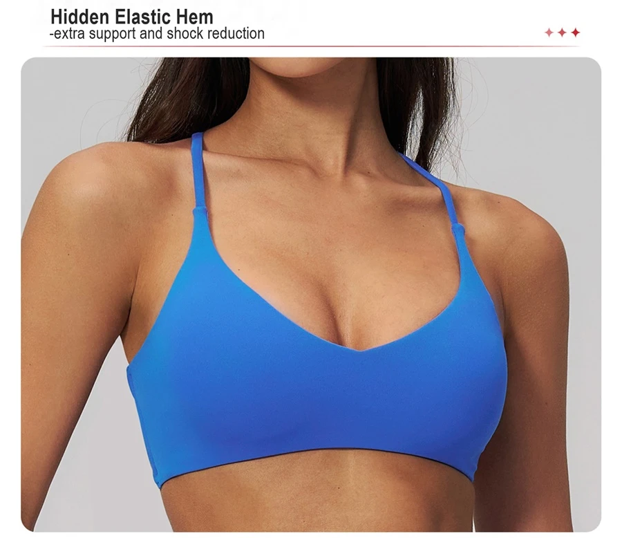 Woman wearing cloud soft cross back sports bra during gym and outdoor training-side