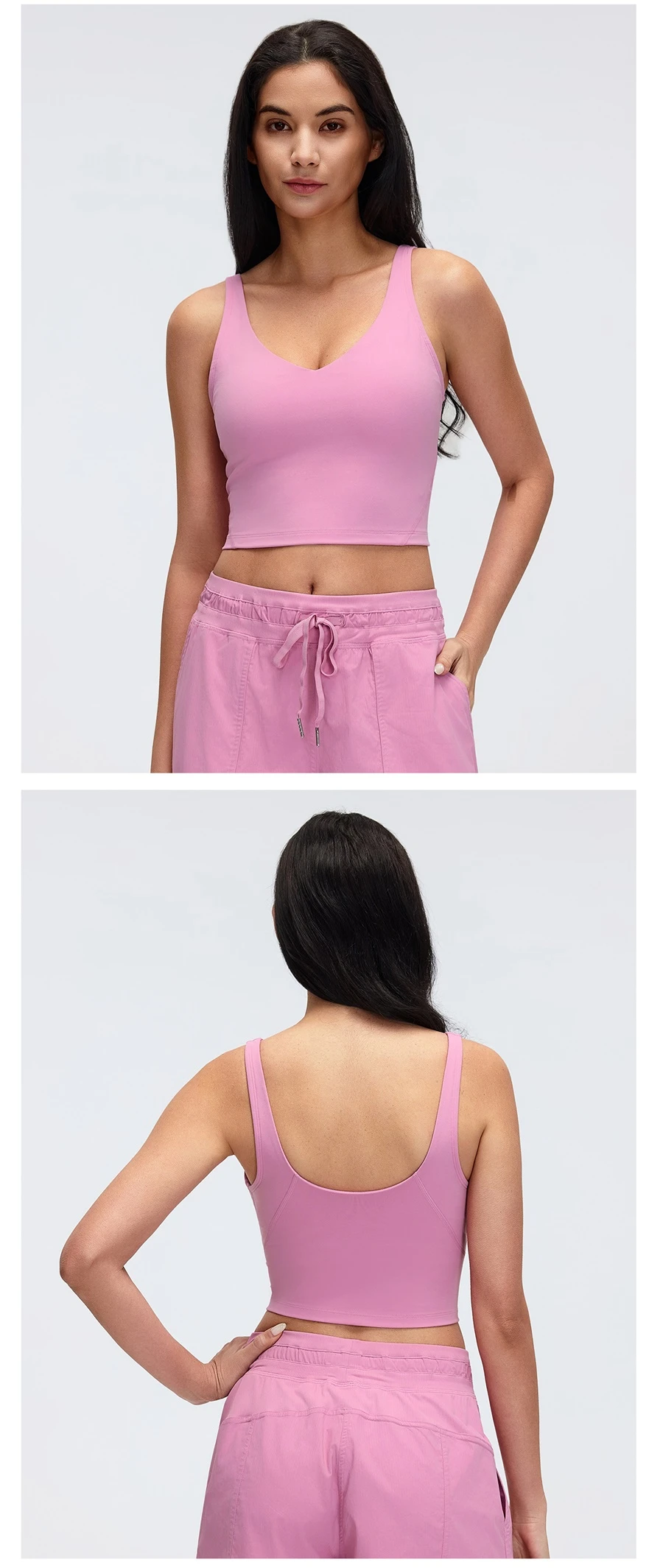 Soft brushed fabric sports bra with removable padded cups-pink