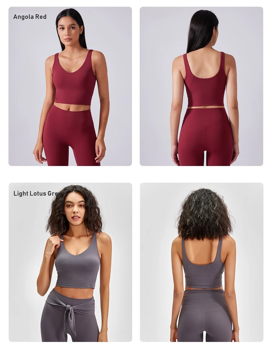 Women's medium support yoga bra with reinforced double-needle stitching