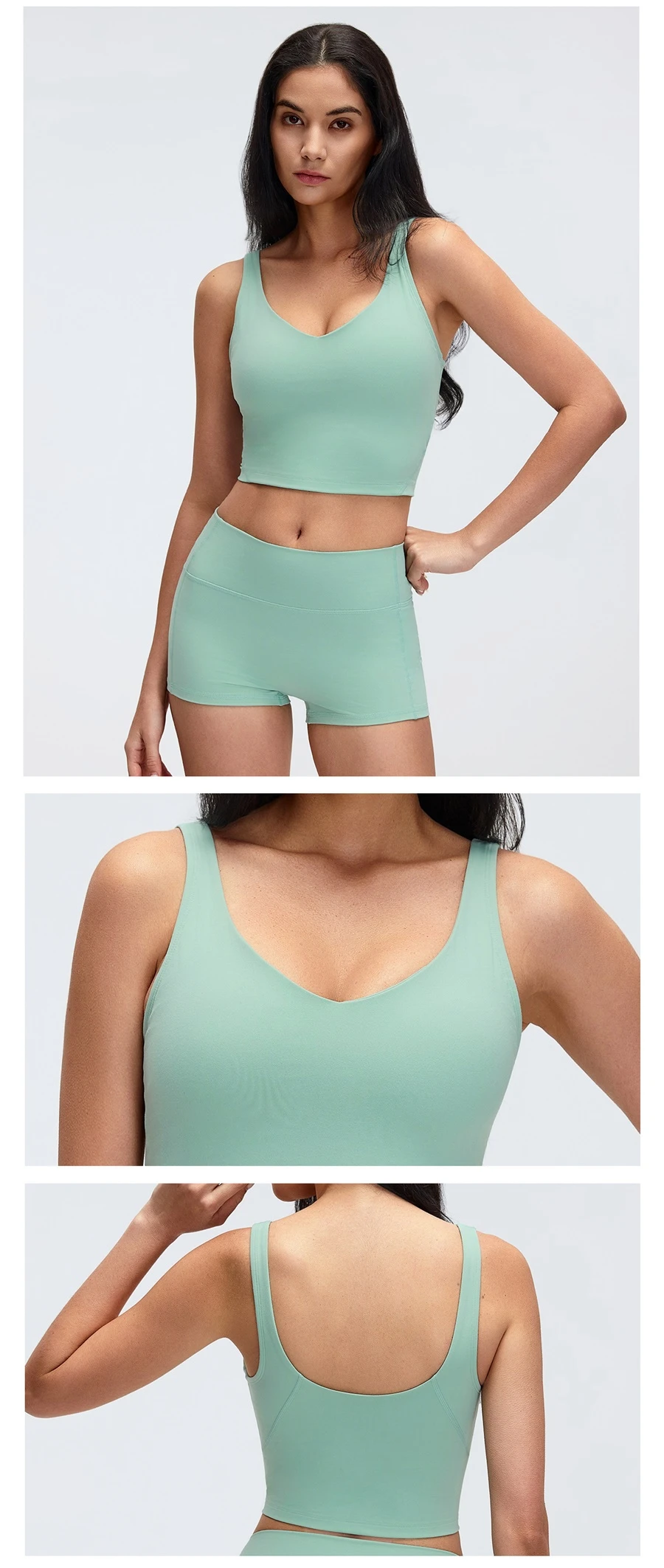 Soft brushed fabric sports bra with removable padded cups