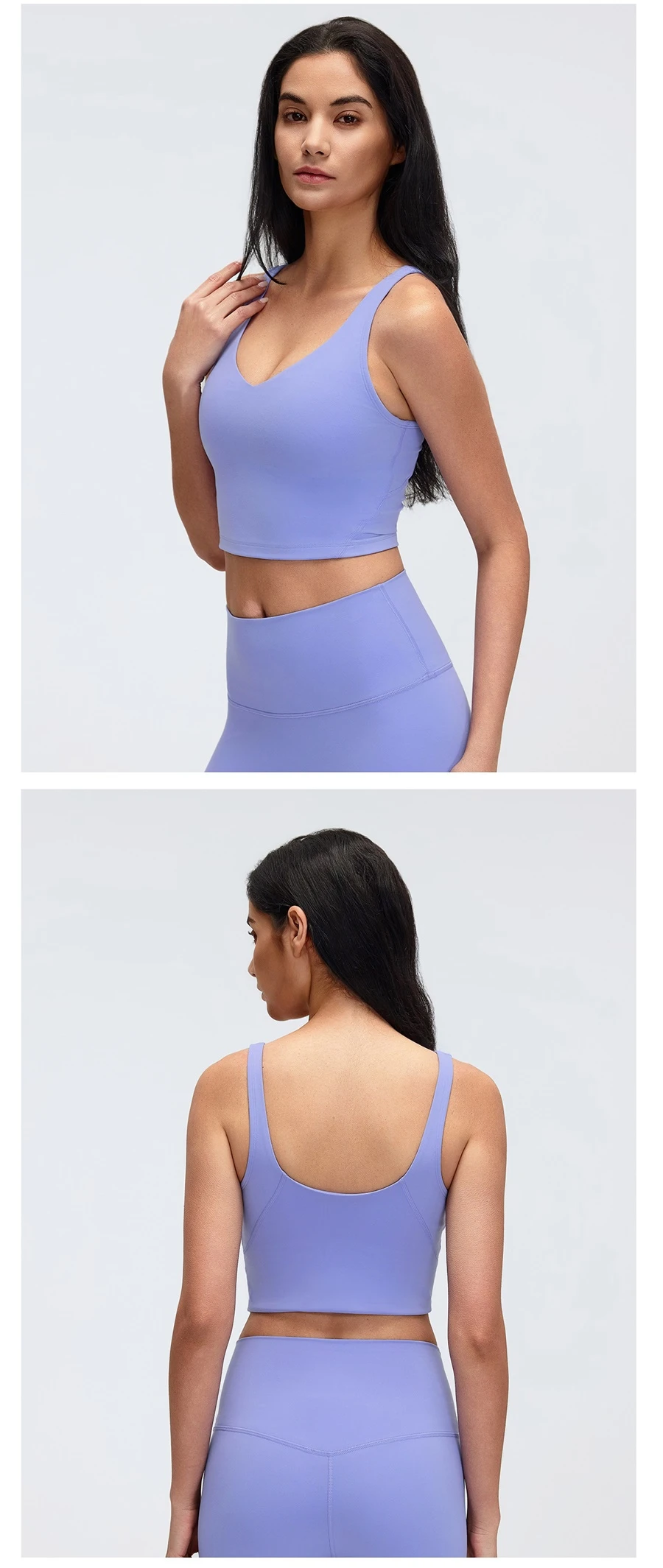 Soft brushed fabric sports bra with removable padded cups