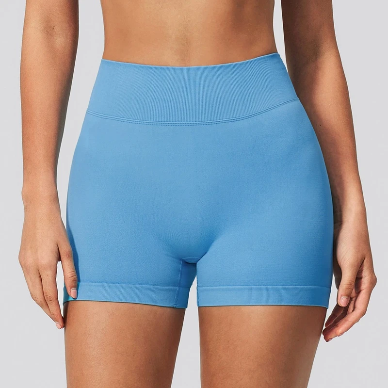 Deep V-Back Waistband Seamless Workout Shorts | Custom Logo Seamless Yoga Shorts - Image 2