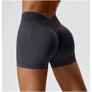 Deep V-Back Waistband Seamless Workout Shorts | Custom Logo Seamless Yoga Shorts