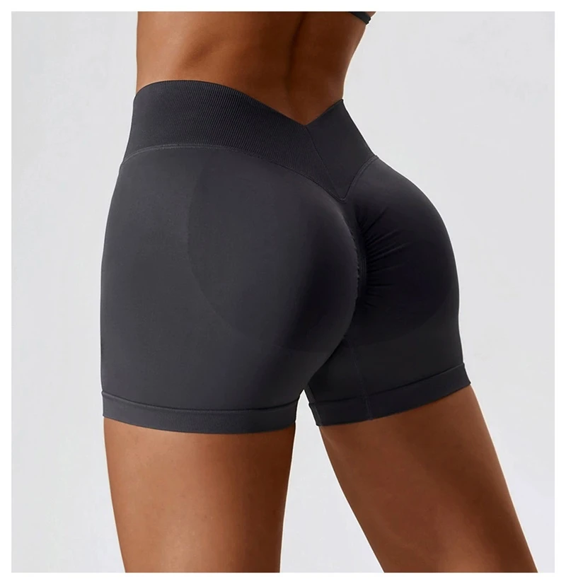 Deep V-Back Waistband Seamless Workout Shorts | Custom Logo Seamless Yoga Shorts
