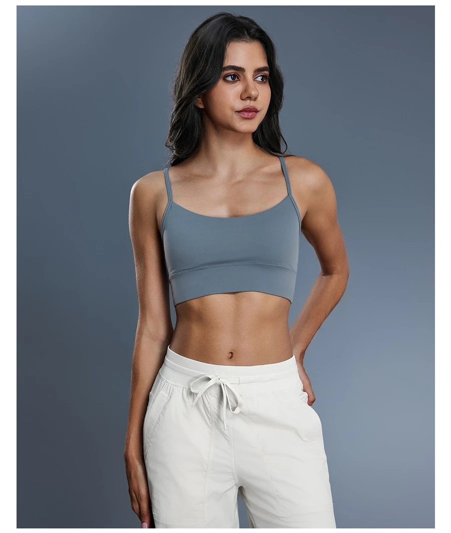 High support running bra with removable padded cups for women-blue