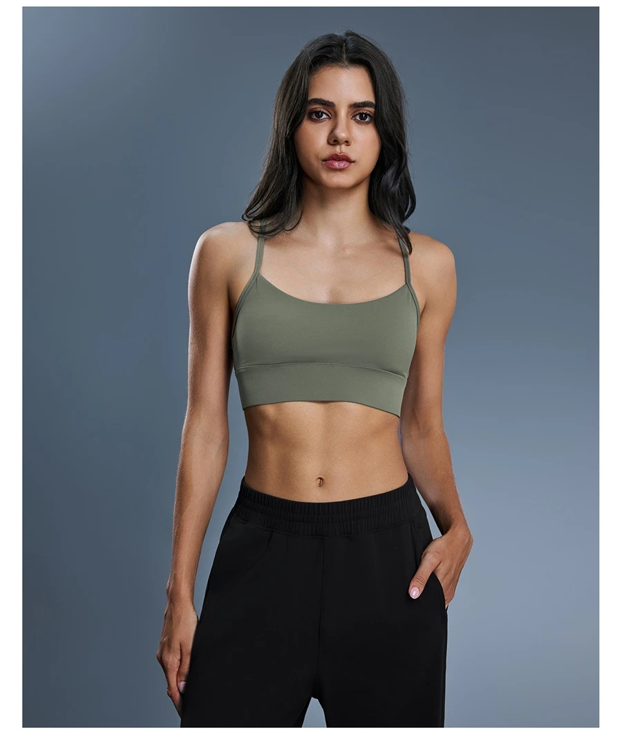 Second skin nylon spandex workout bra with breathable shaping fabric