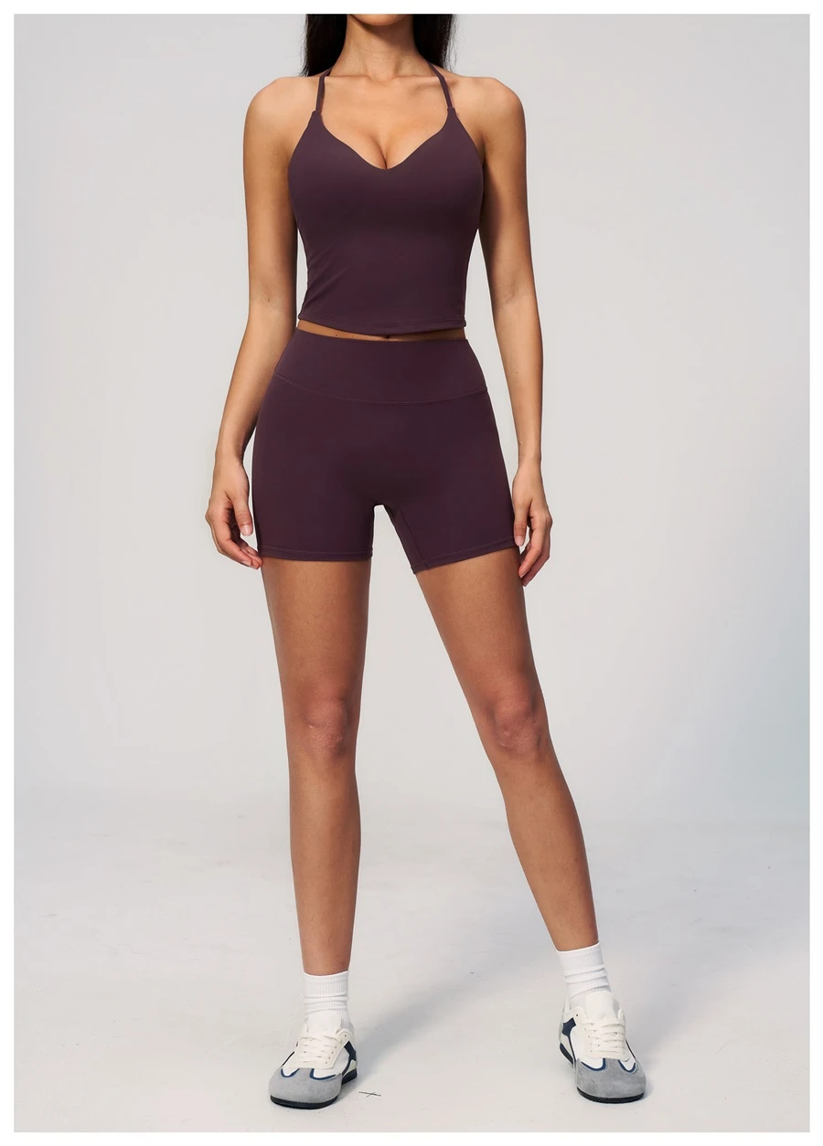 Women's buttery soft fitness tank with removable padded cups and adjustable straps-ink purple