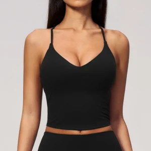 Women's buttery soft cross back sports tank top with adjustable spaghetti straps