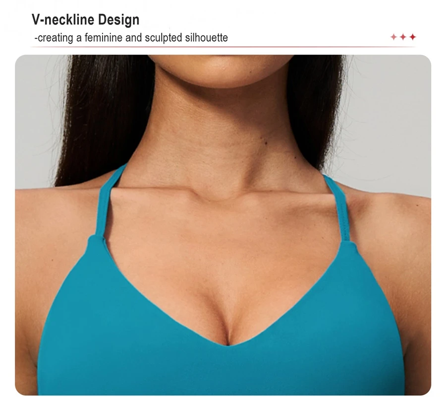 Women's V-neck workout tank top with adjustable shoulder straps