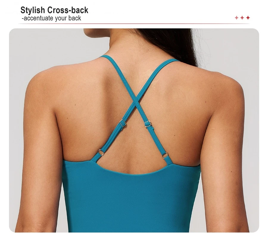 Cross back yoga tank top highlighting elegant open back design