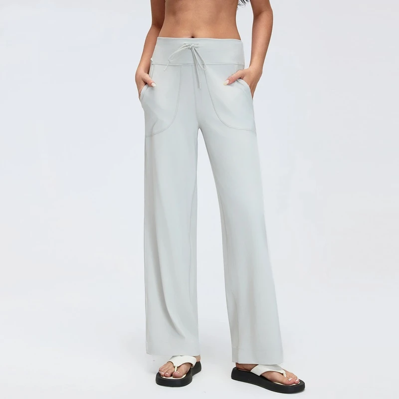 Relaxed Drawstring Wide-Leg Yoga Pants | Loose-Fit Casual Sweatpants with Pockets - Image 4