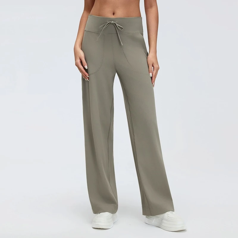 Relaxed Drawstring Wide-Leg Yoga Pants | Loose-Fit Casual Sweatpants with Pockets - Image 3