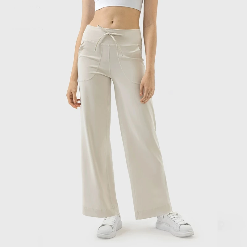 Relaxed Drawstring Wide-Leg Yoga Pants | Loose-Fit Casual Sweatpants with Pockets - Image 2