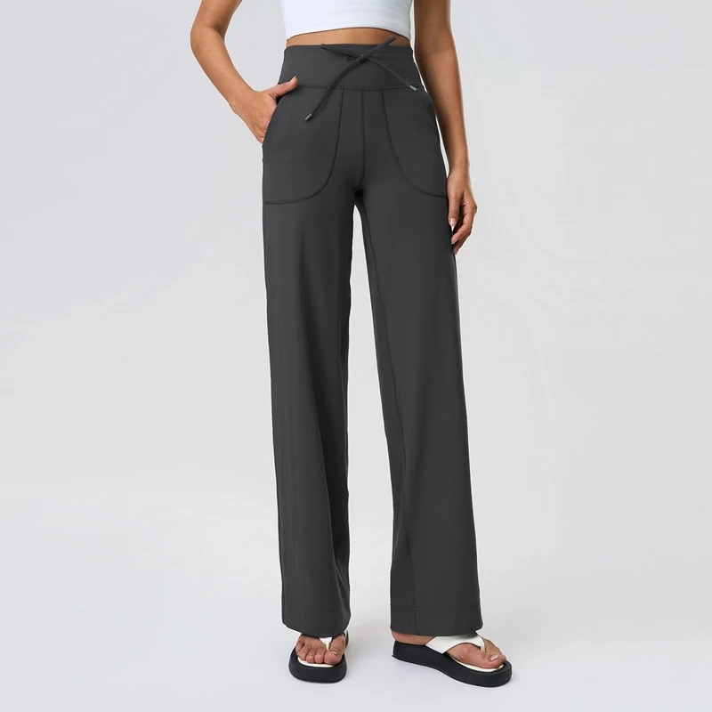 Relaxed Drawstring Wide-Leg Yoga Pants | Loose-Fit Casual Sweatpants with Pockets