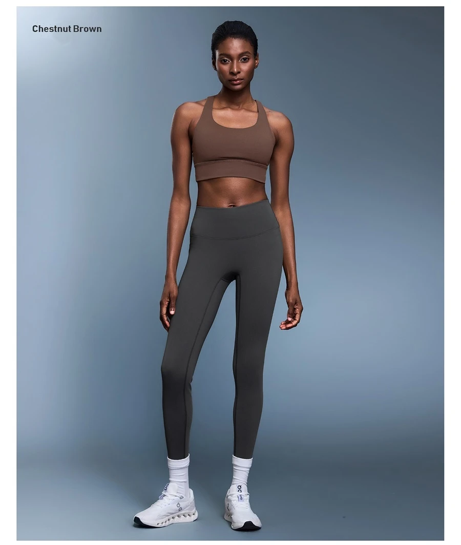 Women's cross back sports bra with U-neck design and supportive fit