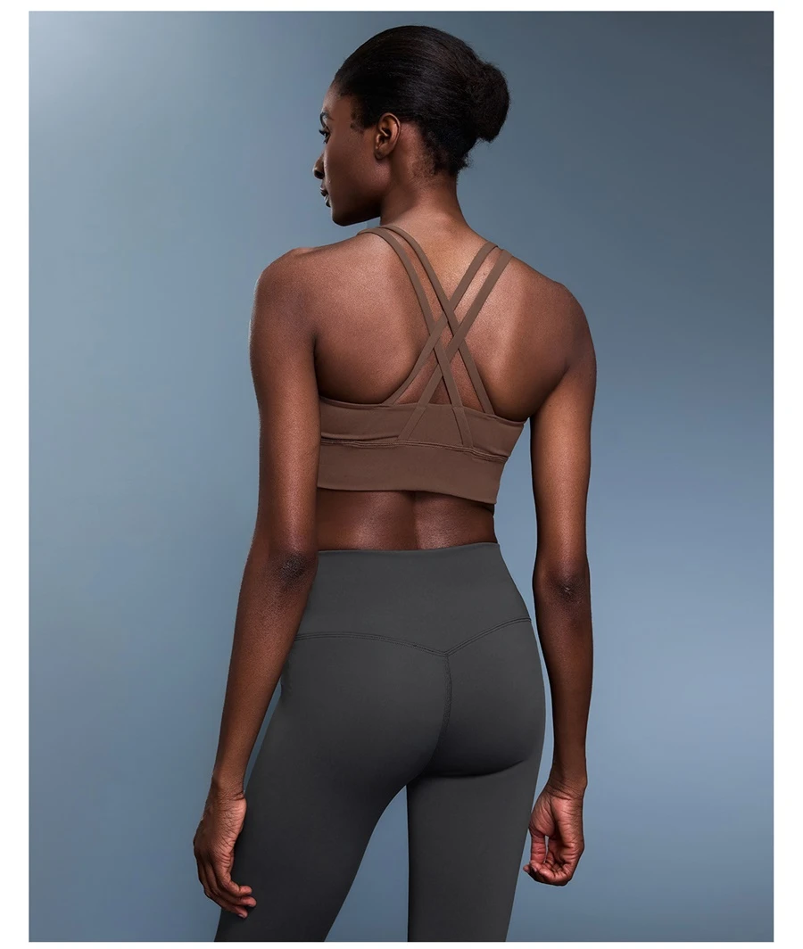 Private label custom logo sports bra made from brushed nylon spandex fabric