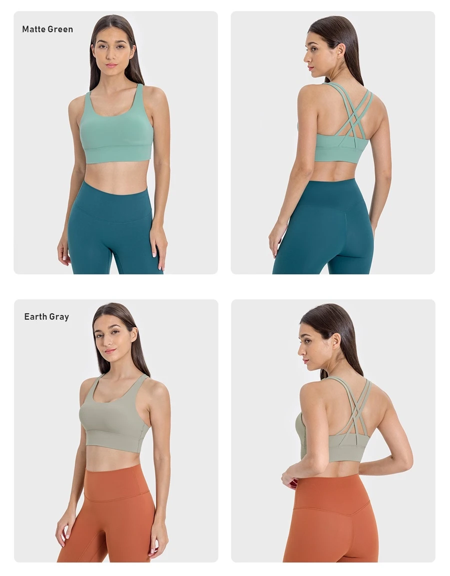High support workout bra with removable padded cups and wide elastic band