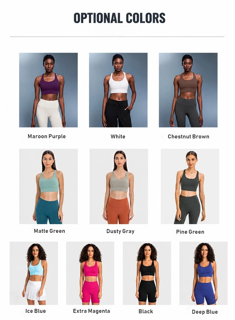 Private label custom logo sports bra made from brushed nylon spandex fabric-available colors