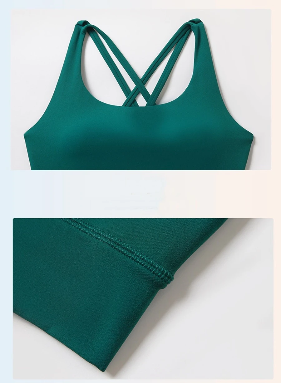 High support workout bra with removable padded cups and wide elastic band