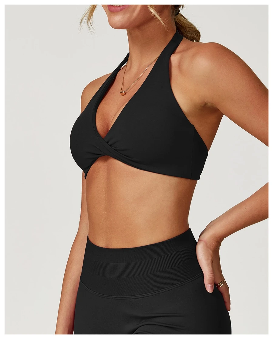 side view for the halter sports bra