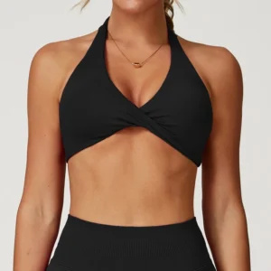 Cloud soft halter backless sports bra for women yoga and fitness workout