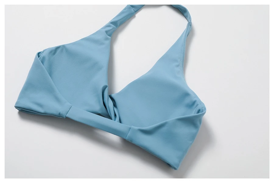 women's halter sports bra actual close up