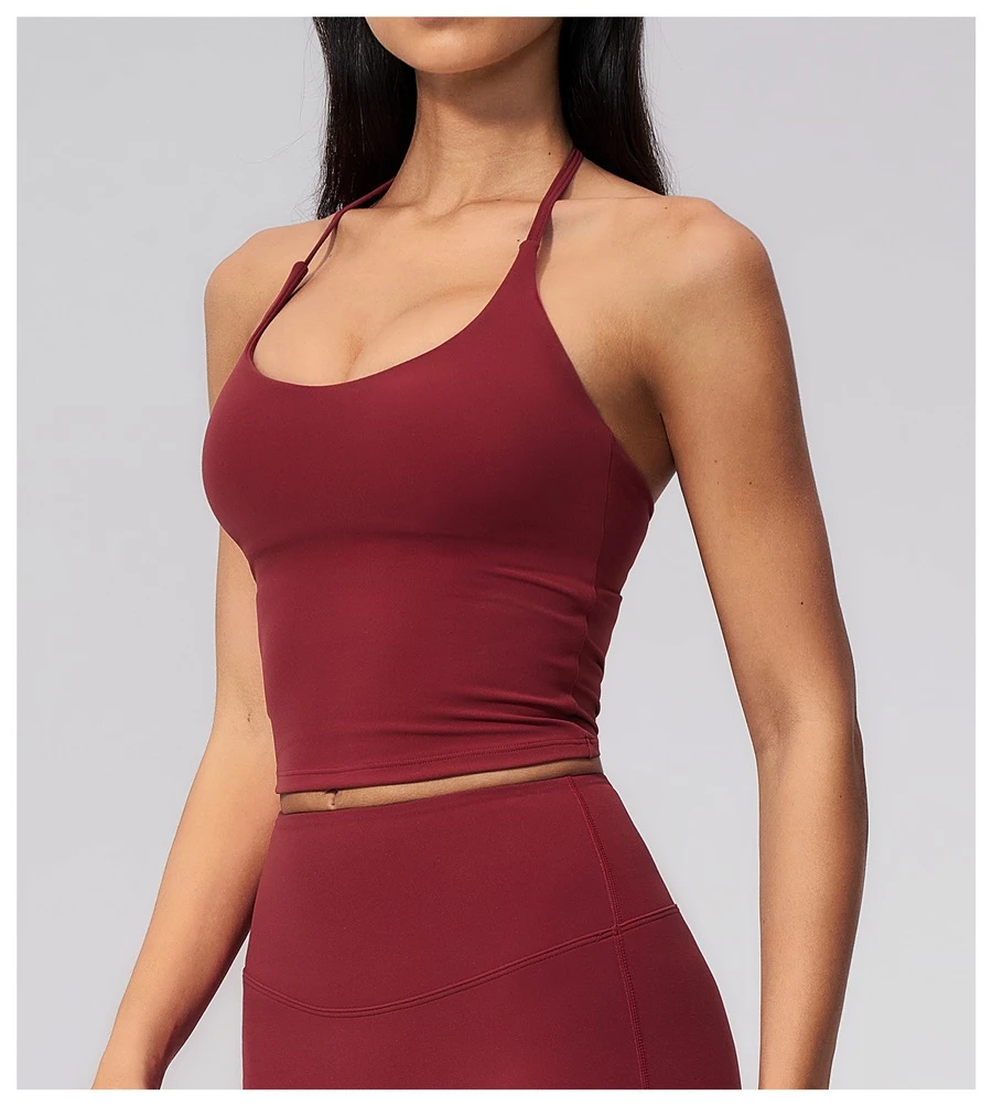 Buttery soft nylon spandex fitness tank top for yoga and Pilates-angola red