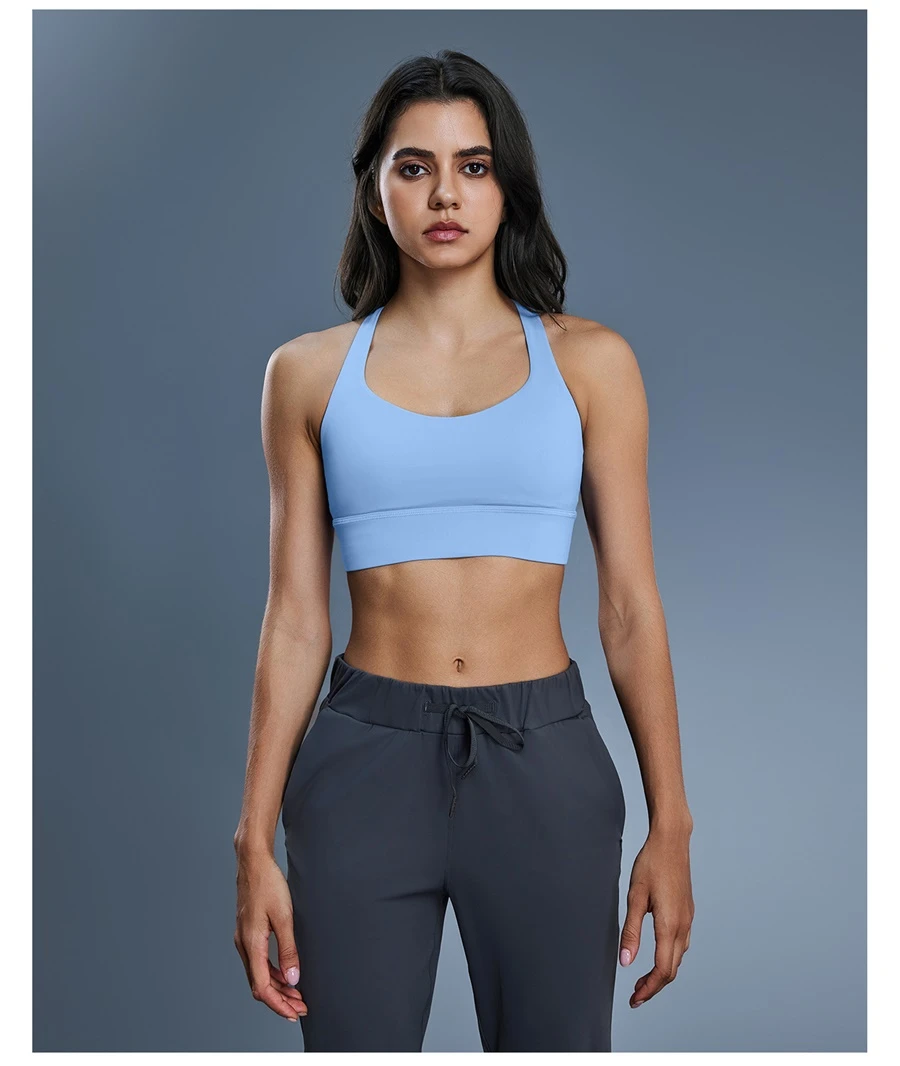 Women's gym bra made from soft double sided brushed nylon spandex fabric