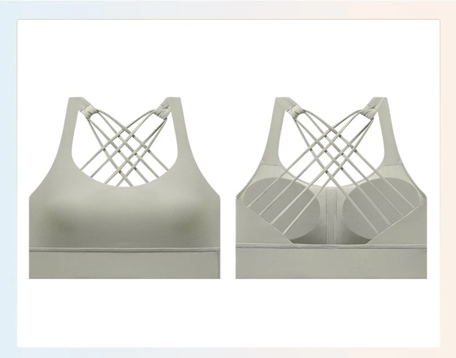 Women's cross back workout bra with multi strap open back design