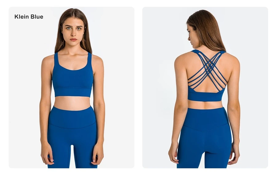 Women's cross back workout bra with multi strap open back design