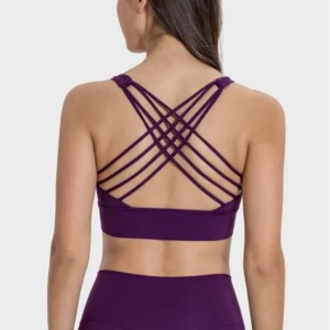 Women's high support cross back sports bra for high impact workouts