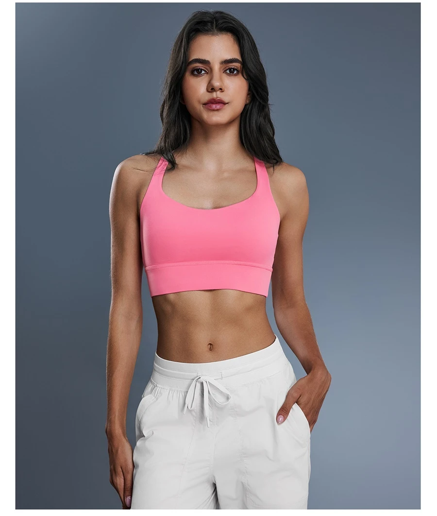 Women's gym bra made from soft double sided brushed nylon spandex fabric
