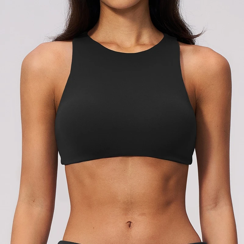 High support backless sports bra for women yoga fitness and workout-black