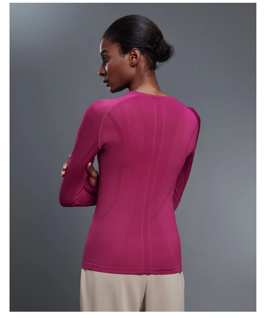 Slim fit seamless activewear top with breathable stretch fabric-dusty magenta