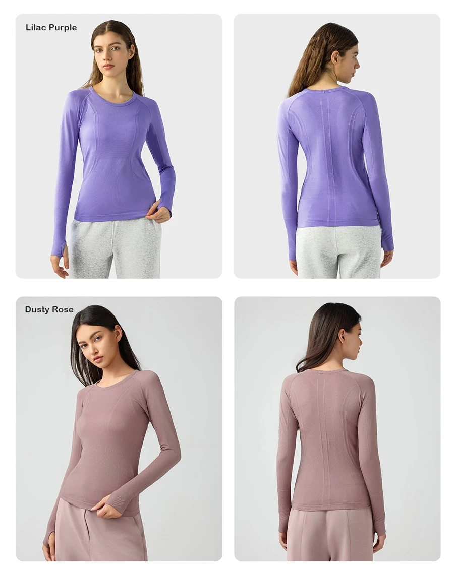 Slim fit seamless activewear top with breathable stretch fabric