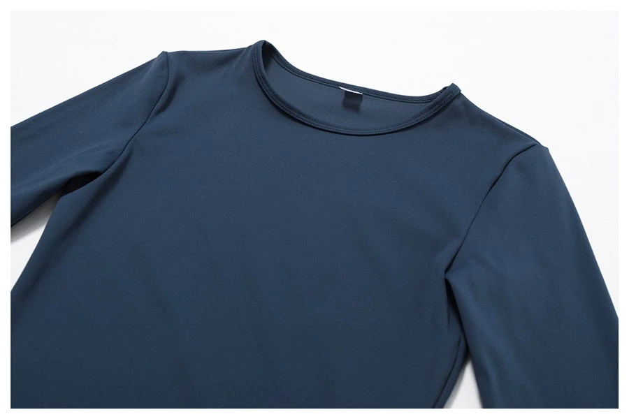 Women's winter brushed long sleeve yoga top with four-way stretch compression fabric for yoga, Pilates, running and gym workouts-actual close up