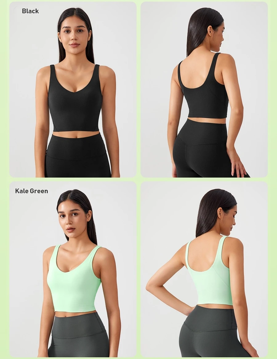 Longline yoga top with U-back breathable design for women