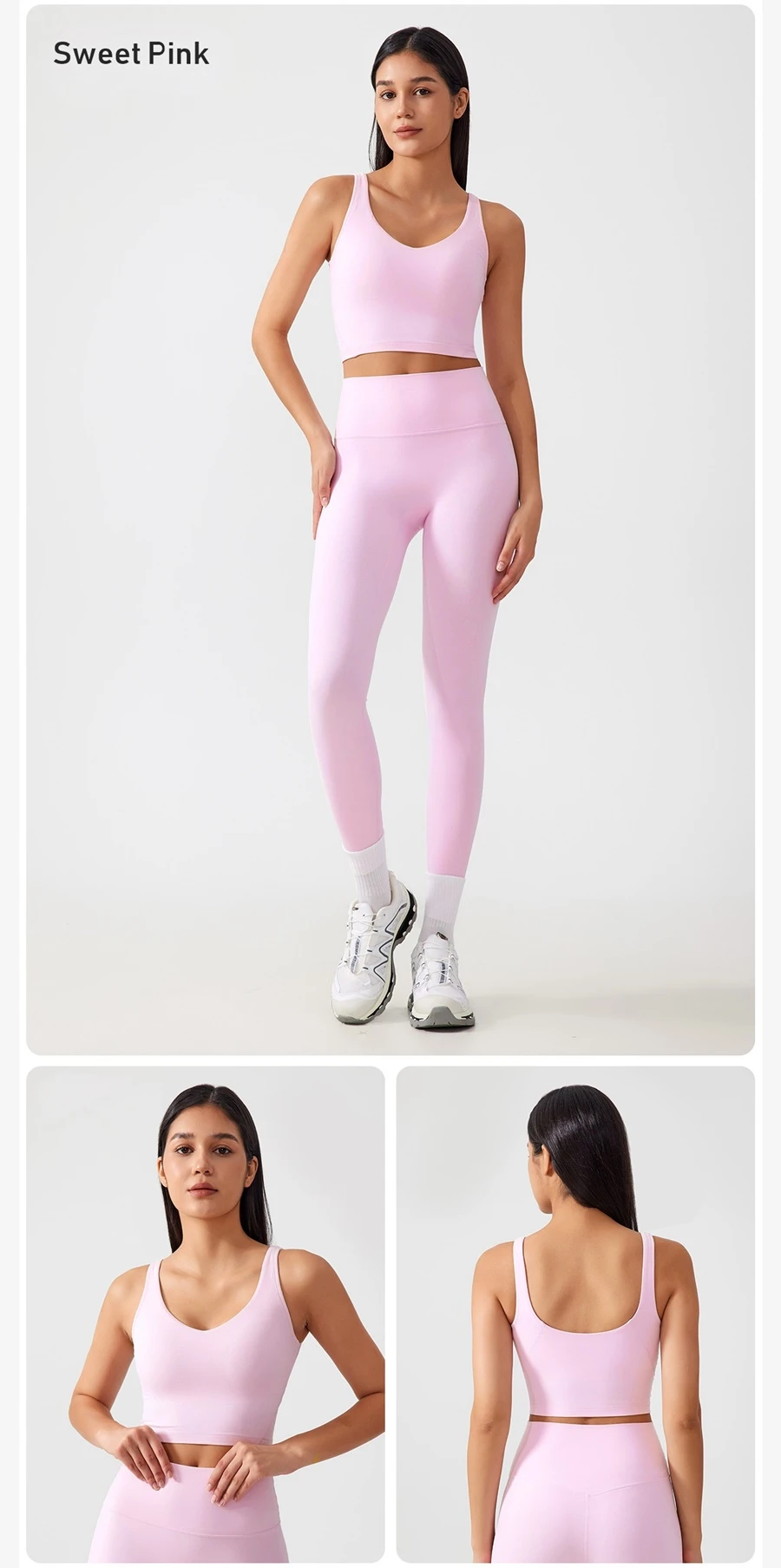 Longline yoga top with U-back breathable design for women