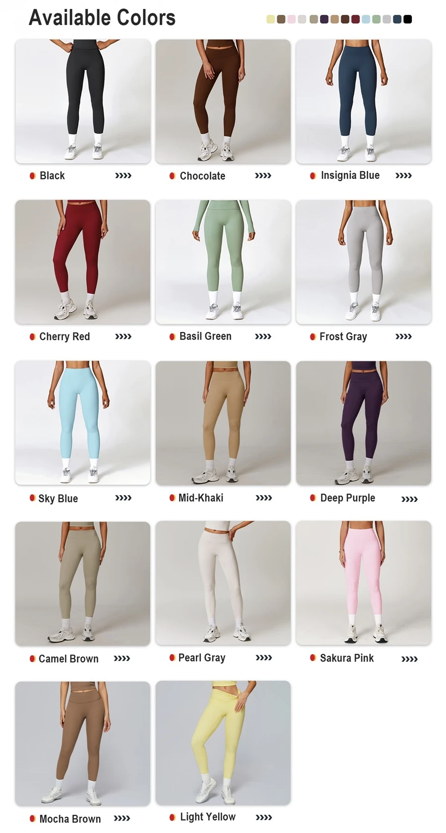 Women wearing matching yoga set for outdoor running and gym training, slim fit style, available colors