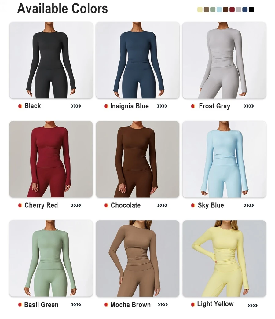 Women wearing matching yoga set for outdoor running and gym training, slim fit style, available colors